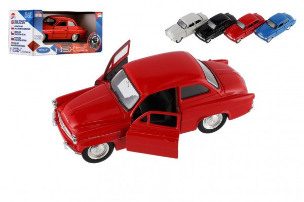 Auto Welly Škoda Octavia 1959 kov/plast 11cm 1:34-39 na volný chod 4 barvy v krabičce 15x7x7cm