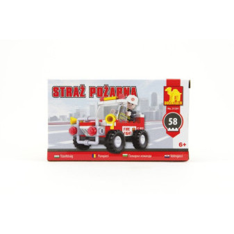 Stavebnice Dromader Hasiči Auto 21201 58ks v krabici 16,5x9,5x4,5cm