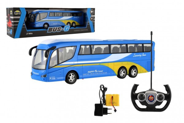 Autobus RC plast 33cm 27MHz + dobíjací pack so svetlom v krabici 46x14x14cm