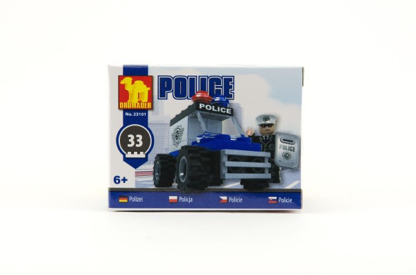 Stavebnica Dromader Polícia Auto 23101 33ks v krabici 9,5x7x4,5cm