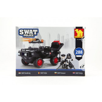 Stavebnice Dromader SWAT Policie Auto 288ks plast v krabici 35x25x5,5cm