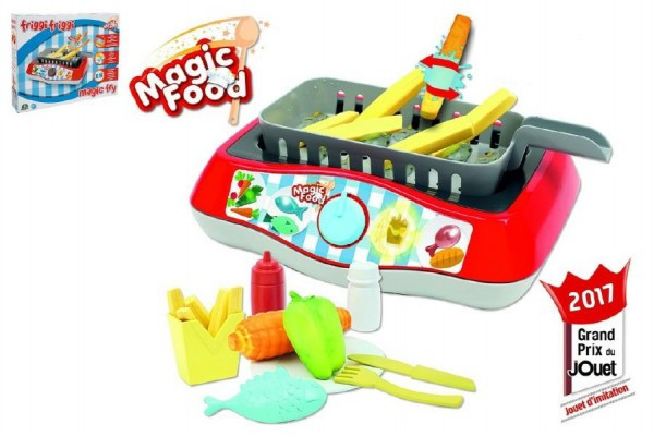 Kouzelná Fritéza sada na smažení + doplňky plast na baterie se zvukem se světlem v krabici 46x36