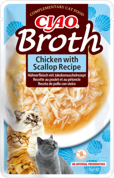 Kapsička Churu Cat Broth - kuře, hřebenatky 40g