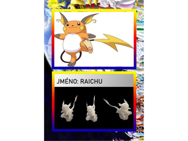 3D figurka pokemona: Raichu Hráčská karta: