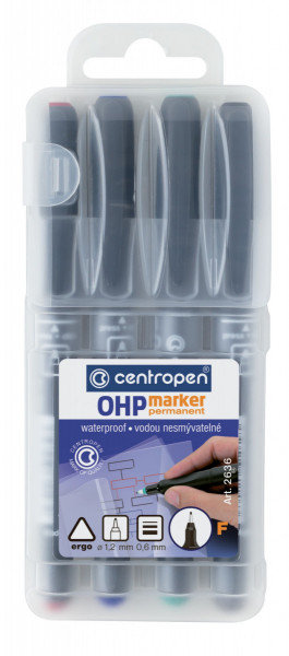 Marker Centropen 2636 OHP zestaw permanentny 4 szt szer. 0,6mm