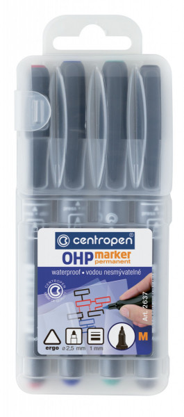 Popisovač Centropen 2637 OHP permanent sada 4ks šíře 1mm