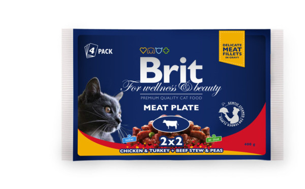 Kapsička Brit Cat Premium Pouches masová variace 4x100g