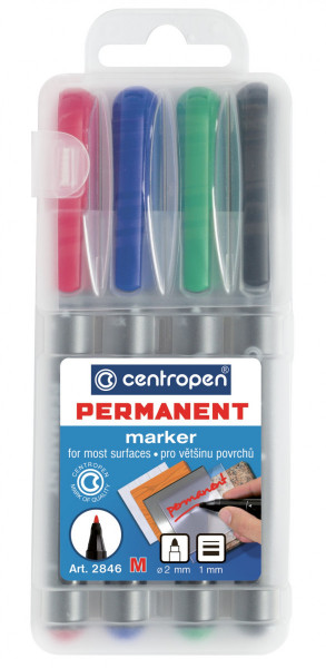 Popisovač Centropen 2846 permanent sada 4ks šíře 1mm