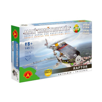 Malý konstruktér vrtulník Raptor kov 145ks stavebnice v krabici 23x17x3,5cm