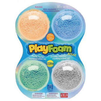 PlayFoam® Modelína/Plastelína kuličková 4 barvy na kartě 18x27x4cm