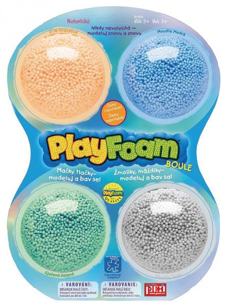 PlayFoam® Modelína/Plastelína kuličková 4 barvy na kartě 18x27x4cm