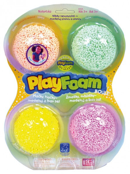 PlayFoam® Modelína/Plastelína guličková 4 farby na karte 19,5x27x3cm
