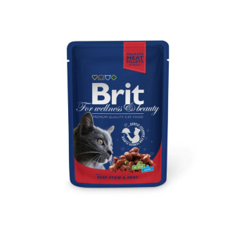 Brit Cat Premium Saszetki wołowina+groszek 100g