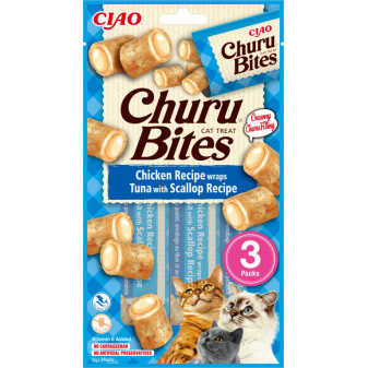 Churu cat Bites - kuře, tuňák a hřebenatky 30g