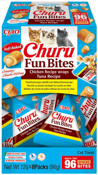 Cat Churu Fun Bites - Chicken Recipe wraps Tuna Recipe 8x12g