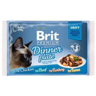 Brit Premium Cat Delikatne Filety W Sosie Obiadowy Talerz 340 g (4x85 g)