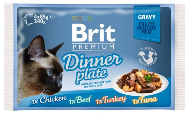 Brit Premium Cat Delicate Fillets in Gravy Dinner Plate 340 g (4x85 g)