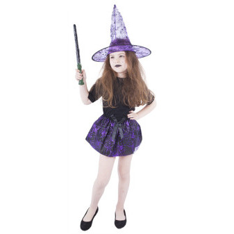 Dětská sukně pavučina s kloboukem čarodějnice