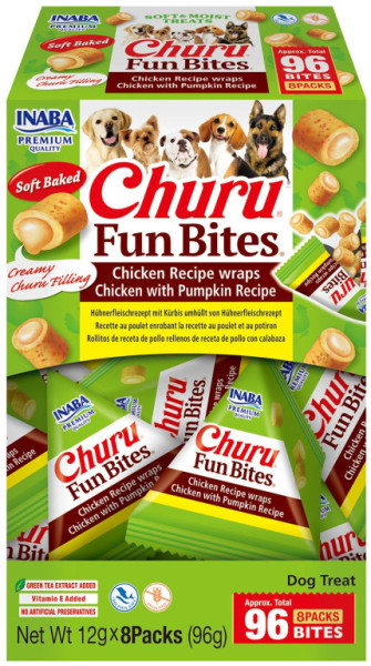 Dog Churu Fun Bites - Chicken Recipe wraps Chicken with Pumpkin Recipe 8x12g