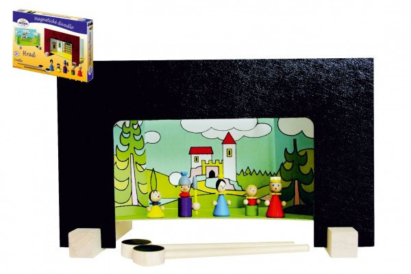 Zamek magnetyczny drewniany teatrzyk z figurkami w pudełku 33,5x20x3,5cm