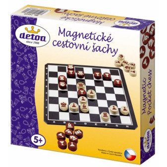 Magnetické cestovní šachy dřevěné kameny společenská hra v krabici 20x20x4cm