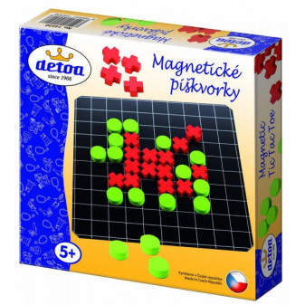 Magnetické piškvorky dřevo společenská hra v krabici 20x20x4cm