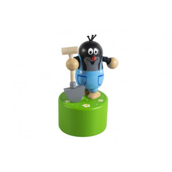 Krtek s rýčem mačkačka dřevo 10cm v sáčku