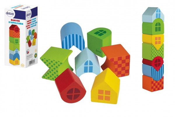 Drewniane puzzle w kolorze piramidy w pudełku 7x18x7cm 12m+