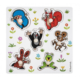 Puzzle/Vkládačka deskové Krtek dřevo 22,5x22,5cm ve fólii 18m+