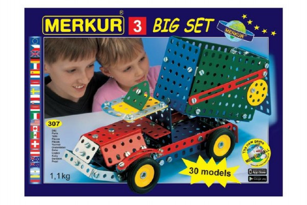 Zestaw budowlany MERKUR 3 30 modeli 307 szt. w pudełku 36x26,5x5,5cm