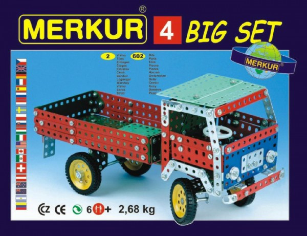 Zestaw budowlany MERKUR 4 40 modeli 602 szt 2 warstwy w pudełku 36x26,5x5,5cm