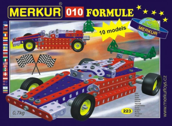 Stavebnica MERKUR 010 Formula 10 modelov 223ks v krabici 26x18x5cm