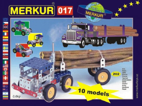 Stavebnica MERKUR 017 Kamión 10 modelov 202ks v krabici 26x18x5cm