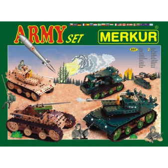 Zestaw budowlany MERKUR Army Set 674 szt 2 warstwy w pudełku 36x27x5,5cm