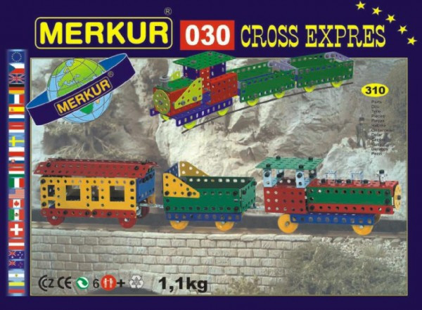 Zestaw budowlany MERKUR 030 Cross express 10 modeli 310 szt w kartonie 36x27x3cm