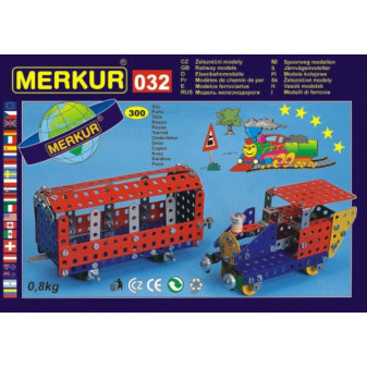 Stavebnice MERKUR 032 Železniční modely 10 modelů 36x27x3cm