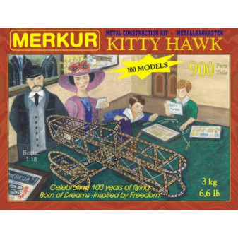 Stavebnica MERKUR Kitty Hawk 100 modelov 900ks v krabici 36x27x5cm