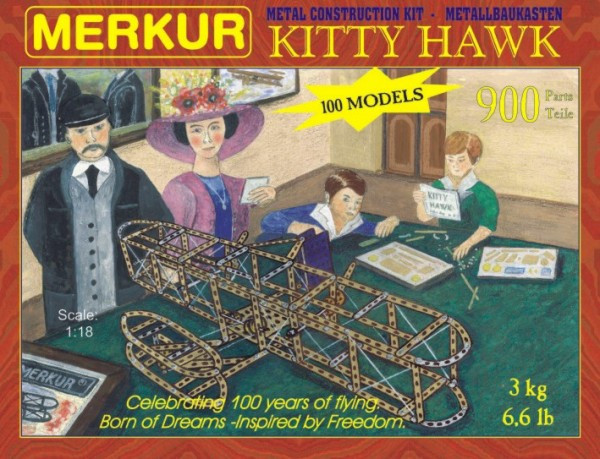 Stavebnica MERKUR Kitty Hawk 100 modelov 900ks v krabici 36x27x5cm