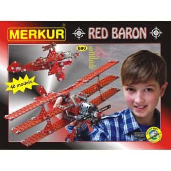 Zestaw budowlany MERKUR Red Baron 40 modeli 680 sztuk w pudełku 36x27cm