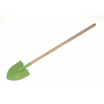 Rýč špičatý zelený s násadou kov/dřevo 80cm nářadí