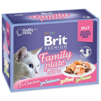 Brit Premium Cat Delikatne Filety w Galaretce Family Talerz 1020 g (12x85 g)