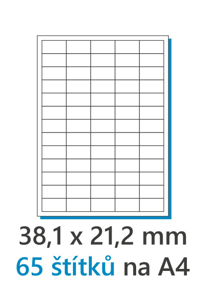 Etiketa 38,1x21,2mm/100ks bílá, Labels 1/65