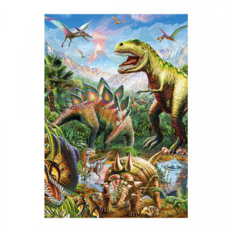 Puzzle 100XL Świat dinozaurów neon