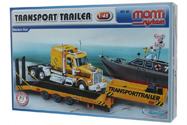 Stavebnice Monti System MS 46 Transport Trailer Western Star 1:48 v krabici 32x20,5x7,5cm