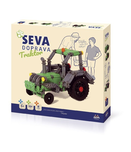 Stavebnice SEVA DOPRAVA Traktor plast 384 dílků v krabici 35x33x5cm 5+