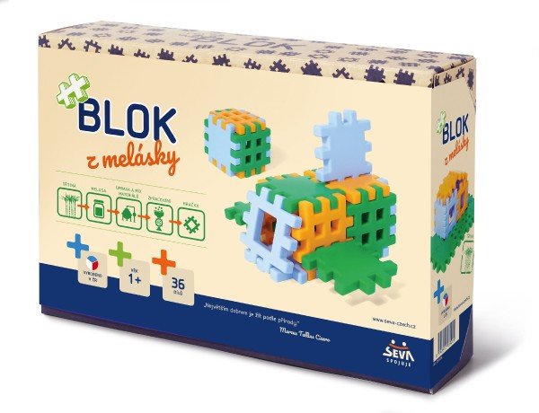 Stavebnice BLOK z melásky 36ks v krabici 22x15x6cm 12m+