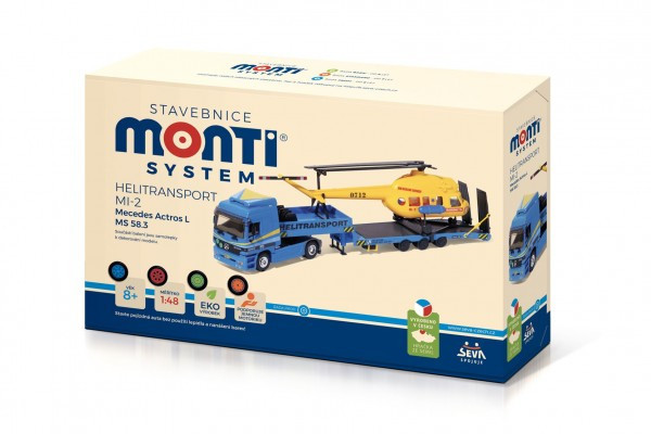 Zestaw Monti System MS 58.3 Helitransport MI-2 Mercedes Actros L 1:48 w kartonie 31.5x21x8cm