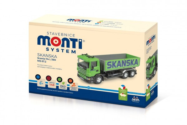Stavebnica Monti System MS 67,2 Skanska Scania 114 L 1:48 v krabici 31,5 x16x6, 5cm