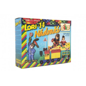 Stavebnice LORI 14 Nádraží plast 129ksv krabici 23x25x23cm