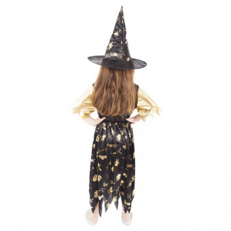 Detský kostým čarodejnice čierno-zlatá (M)